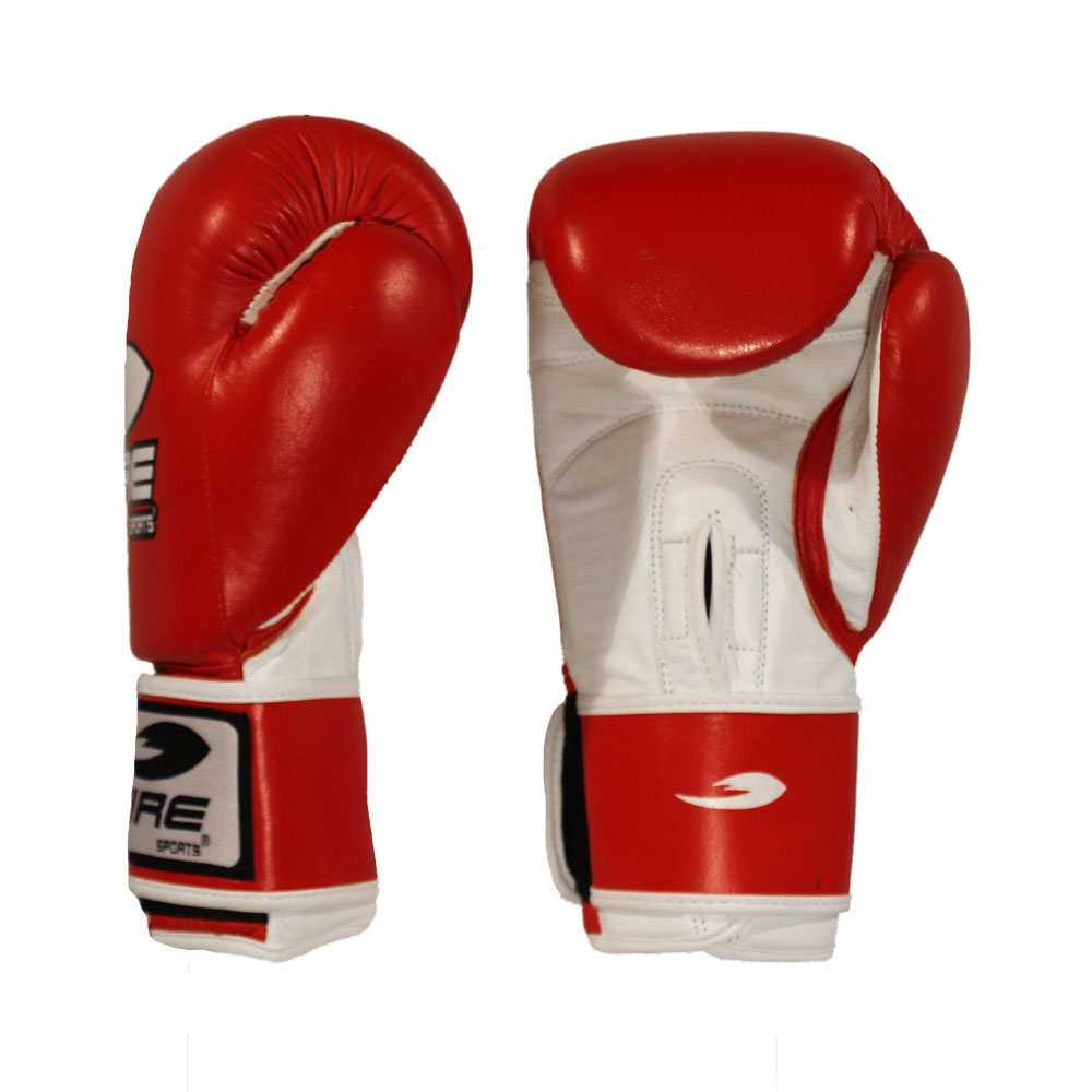 PAR DE GUANTES DE BOX FIRE SPORTS DE PIEL OFICIAL PARA COMPETENCIAS OLÍMPICAS ROJOS.