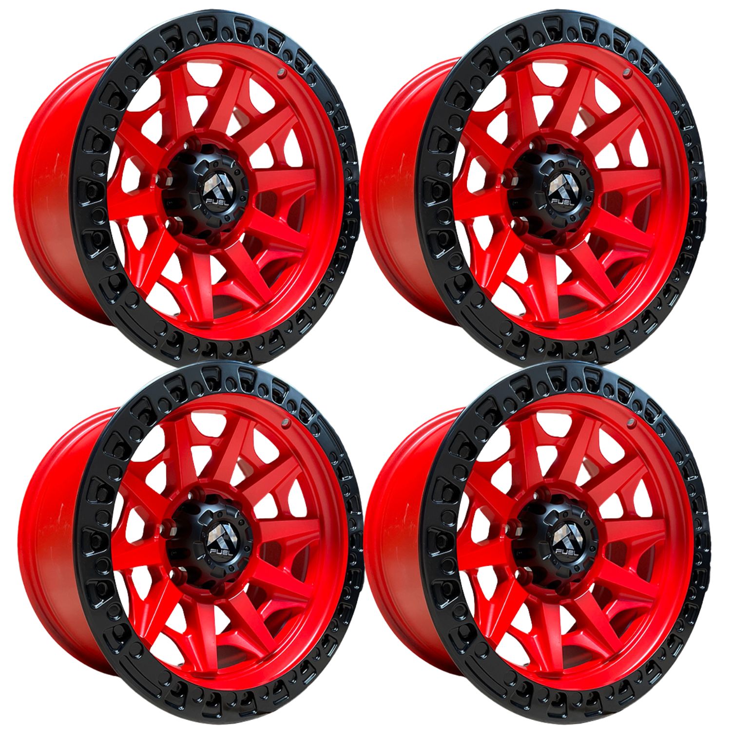 4 RINES MATT BLACK RED 18 6X139.7 Toyota Hilux,Nissan Titan,Ford Ranger ...
