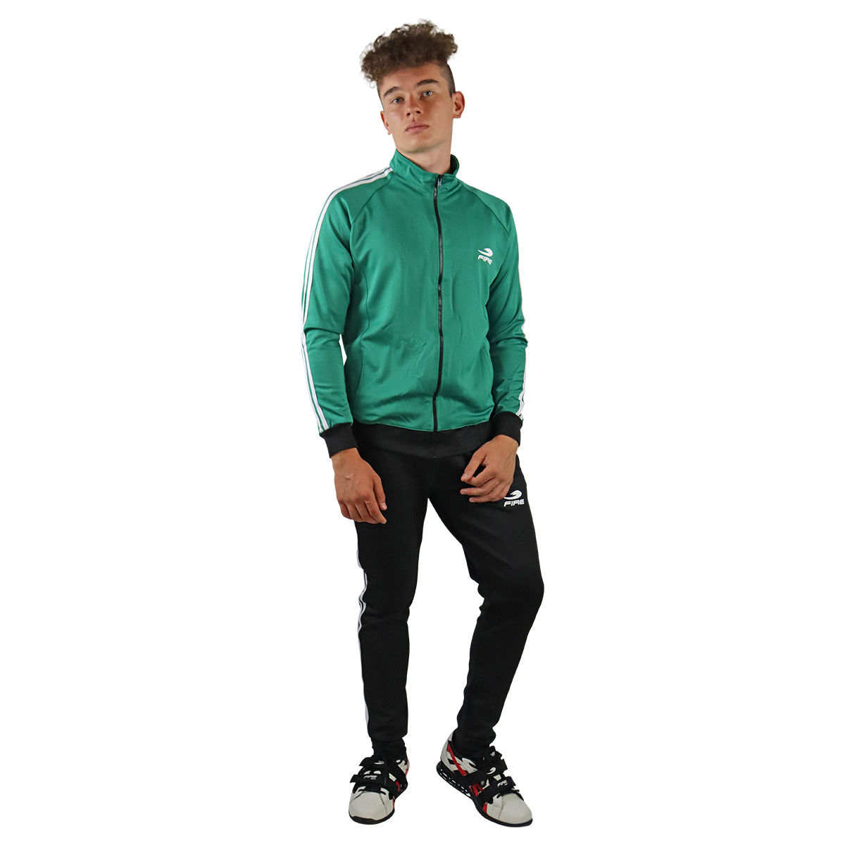 Pants deportivo Fire Sports Varonil M3 2 franjas Color Verde-Negro.