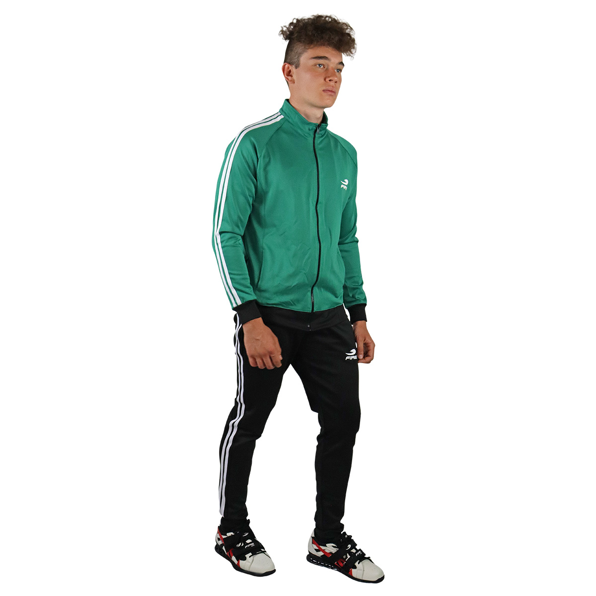 Pants deportivo Fire Sports Varonil M3 2 franjas Color Verde-Negro.