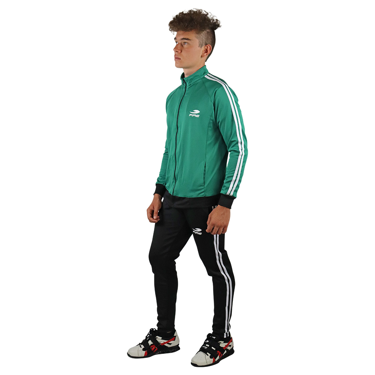 Pants deportivo Fire Sports Varonil M3 2 franjas Color Verde-Negro.