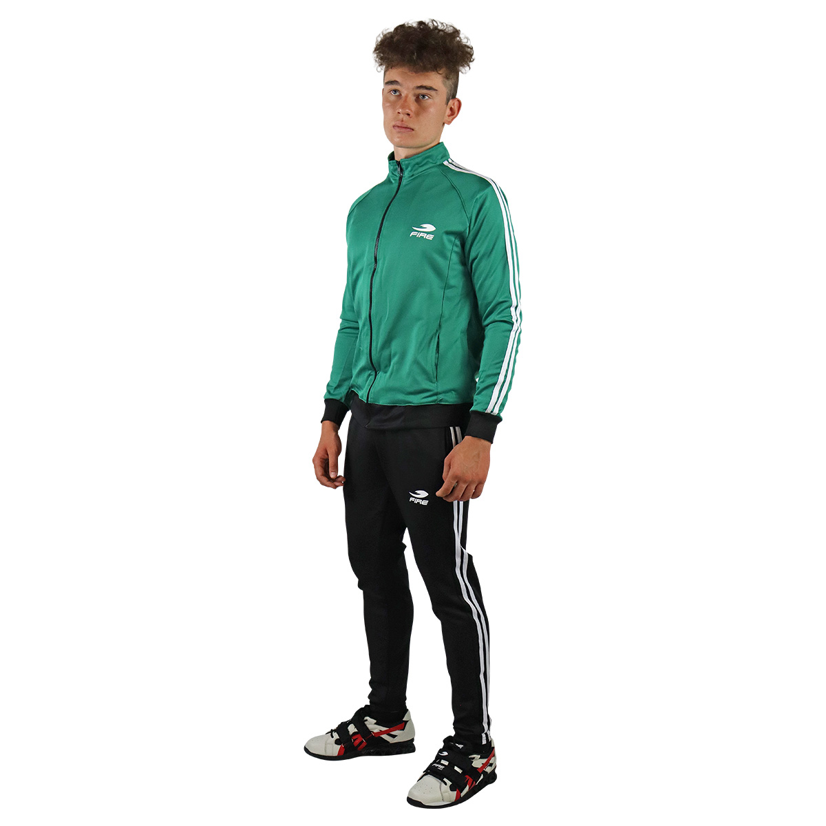 Pants deportivo Fire Sports Varonil M3 2 franjas Color Verde-Negro.