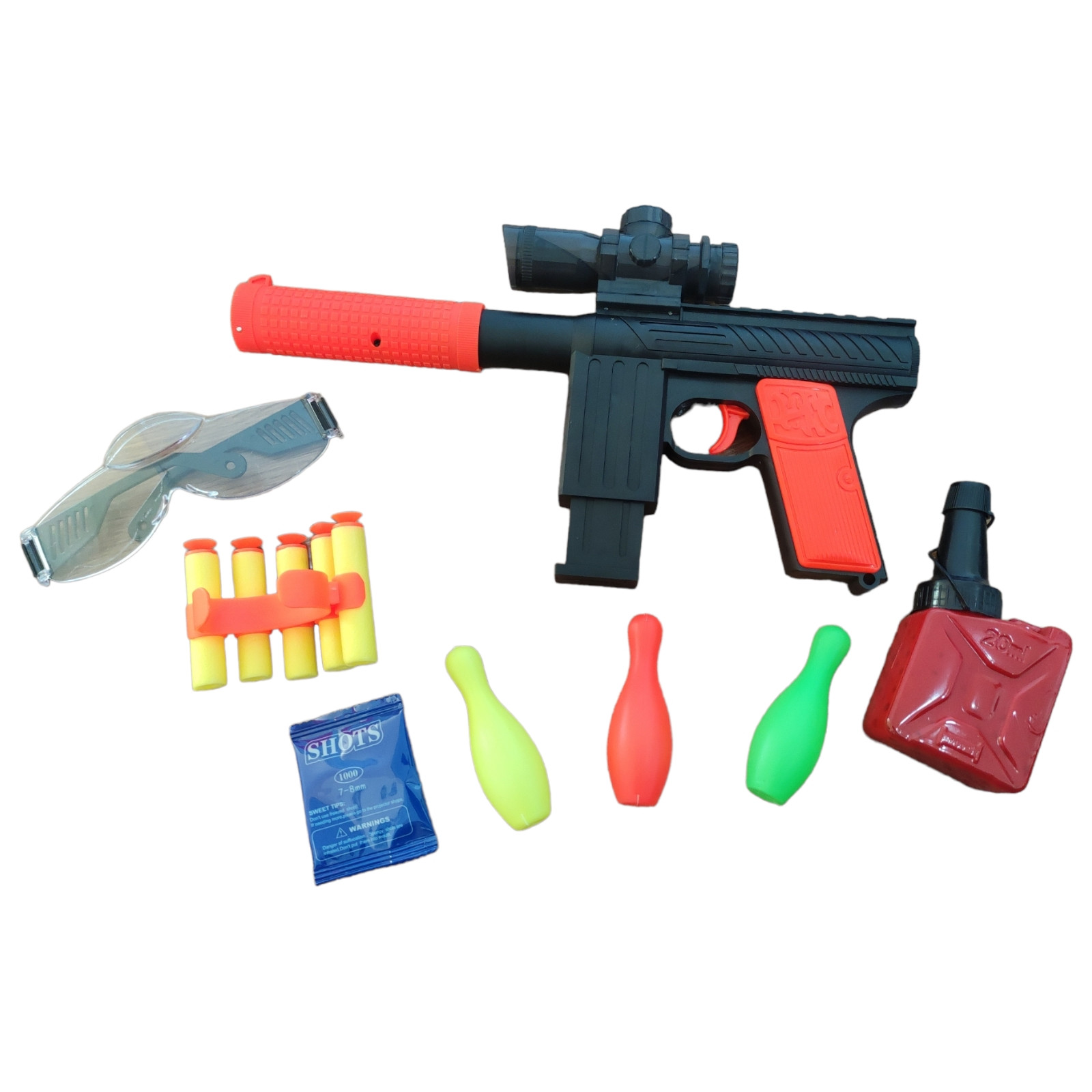Pistola de Juguete Lanzador de Hidrogel 1200 gel y 5 dardos - Negro.