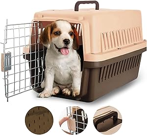 A Raganet, Jaula Transportadora para Mascotas con Puerta de Metal, Transporta Mascotas Pequeñas de hasta 5 Kg (50cm Largo X 30cm Ancho X 30cm Alto) Color Cafe