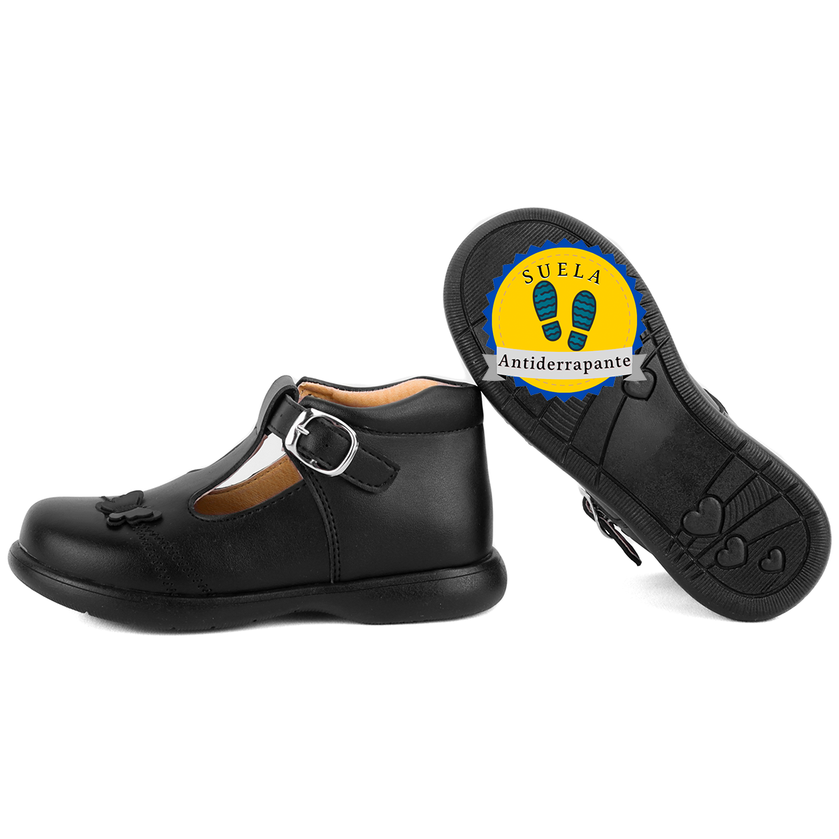 Zapatos Bota Escolares 100% Piel Arco Soporte Negros 2240-N (12.0 - 17.5)