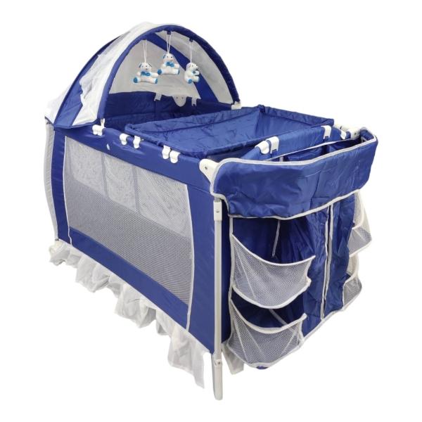 Cuna Corral para Bebe Plegable,Cambiador,Organizador - Azul