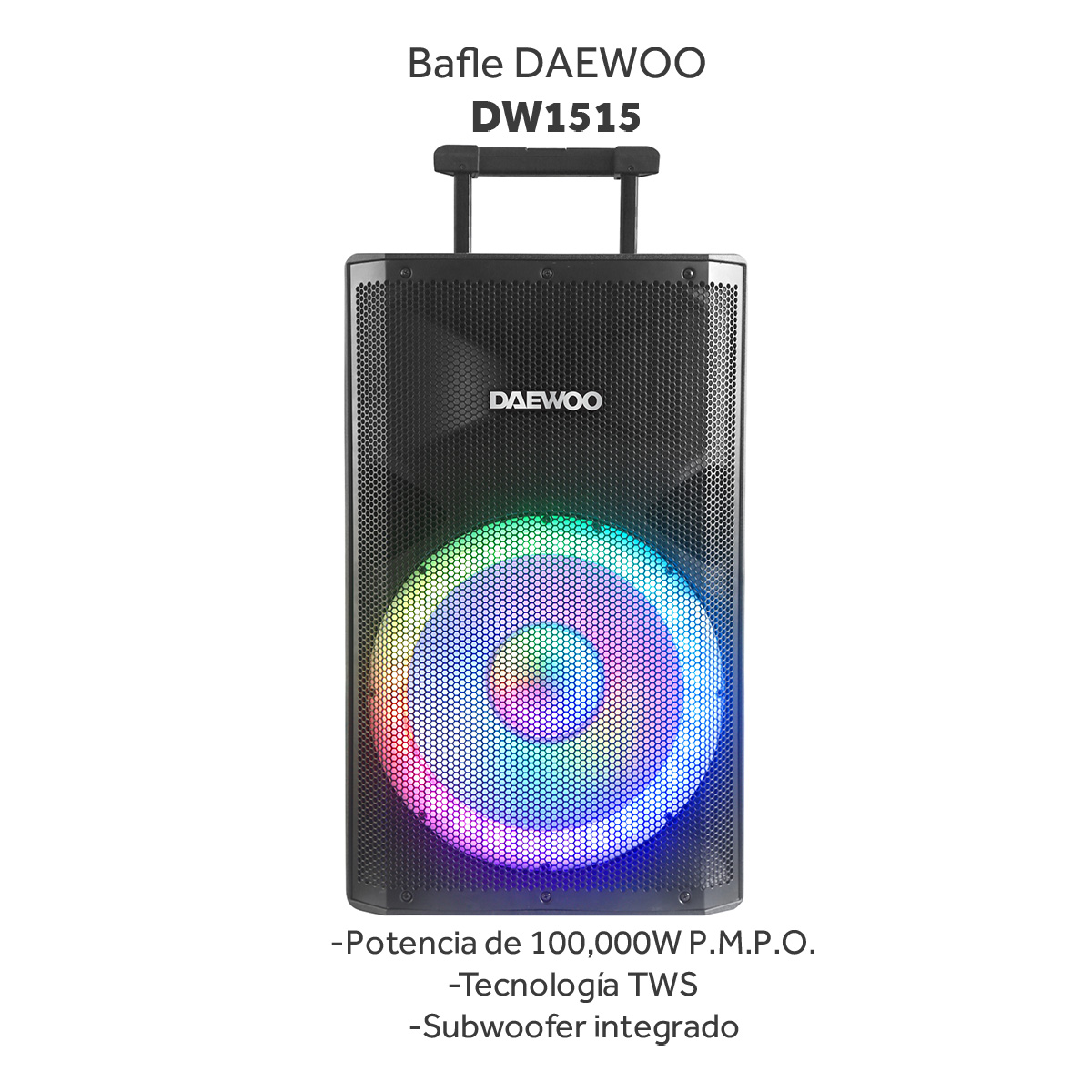 Bocina Bafle 15" Dw-Xpro Daewoo Bluetooth Tws Con Tripié Y Micrófono