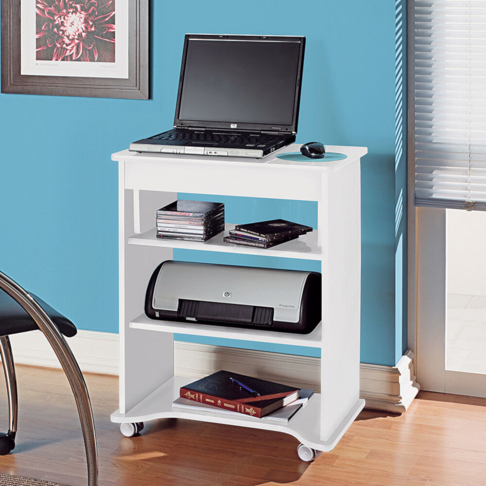 Escritorio Mesa De Computo Bertolini Portátil Blanca.