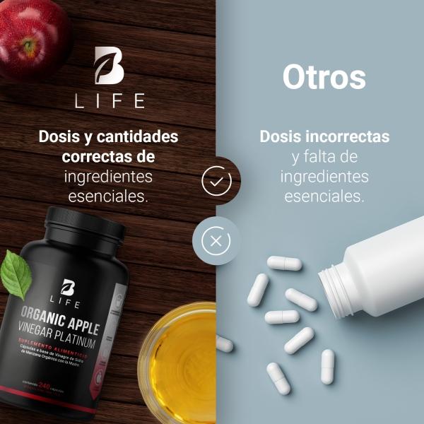 Vinagre De Manzana Orgánico De 240 Cápsulas, Apple Platinum B Life