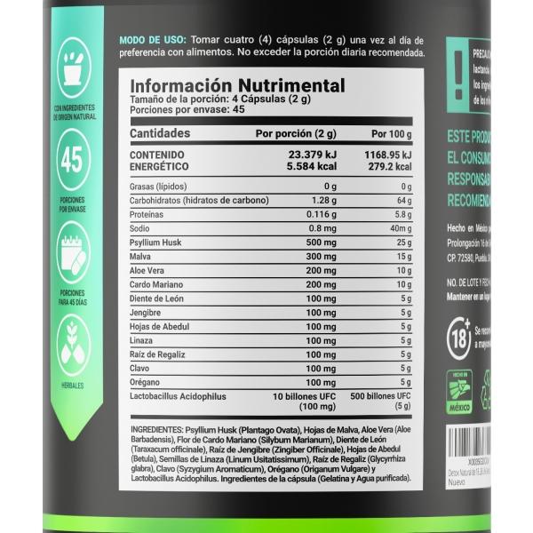 Detox Natural De 180 Cápsulas, Dtox Blend. B Life.