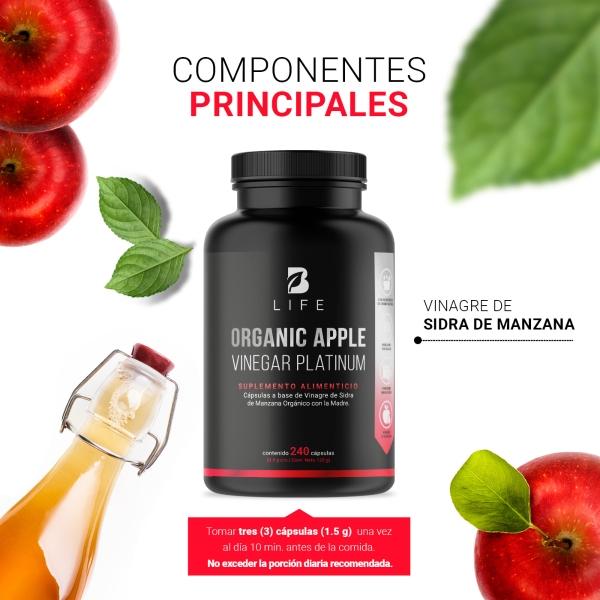 Vinagre De Manzana Orgánico De 240 Cápsulas, Apple Platinum B Life