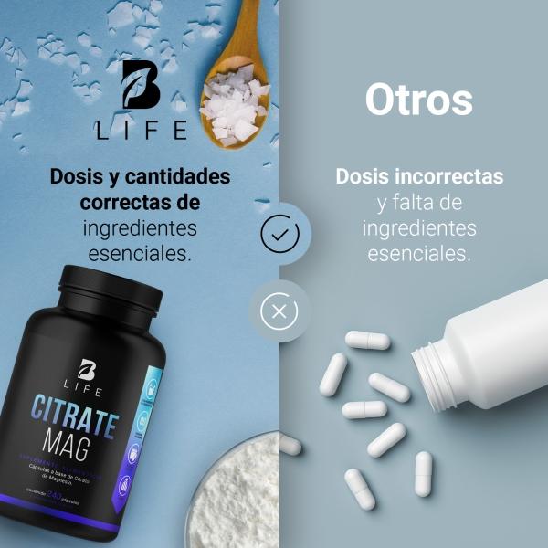 Citrato De Magnesio De 240 Cápsulas. B Life