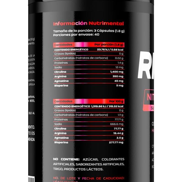 Óxido Nítrico 3x 120 Capsulas Arginina Citrulina. Nitric Oxide 3X Get Ripped