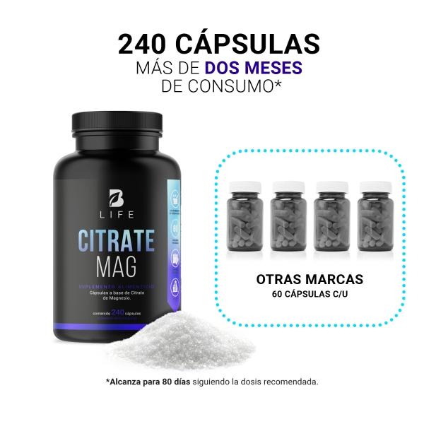 Citrato De Magnesio De 240 Cápsulas. B Life