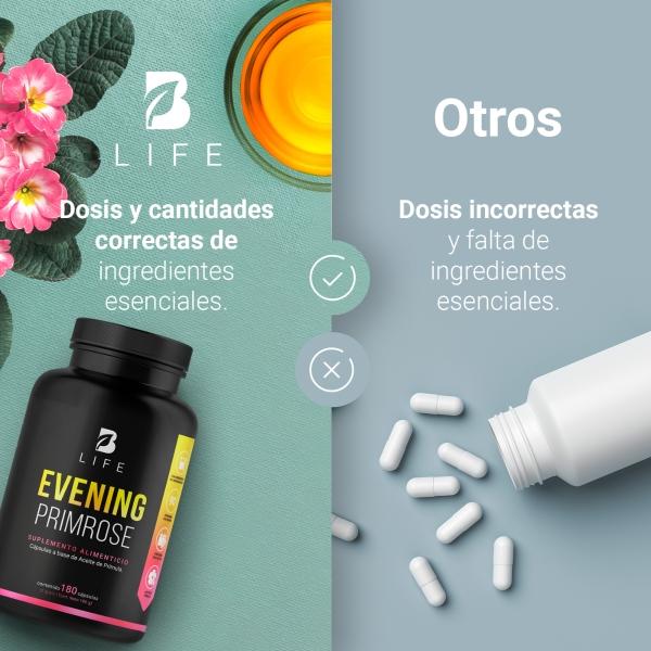 Aceite De Prímula (onagra) De 180 Caps. De 1000mg. Evenning Primrose. B Life