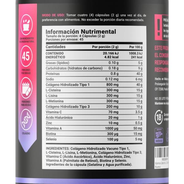 Vitaminas Cabello Mujer De 180 Cápsulas Con Colágeno B Life