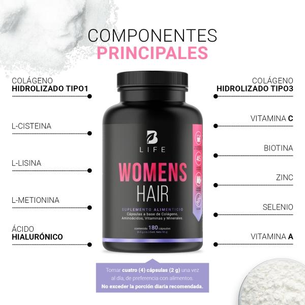 Vitaminas Cabello Mujer De 180 Cápsulas Con Colágeno B Life