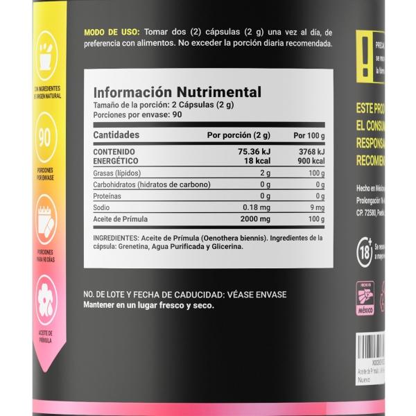 Aceite De Prímula (onagra) De 180 Caps. De 1000mg. Evenning Primrose. B Life
