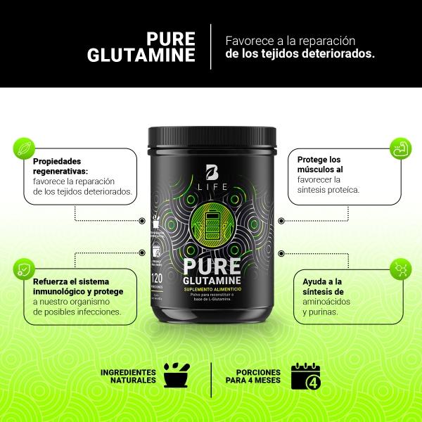 Glutamina Micronizada 600 gr. Pure Glutamine B Life