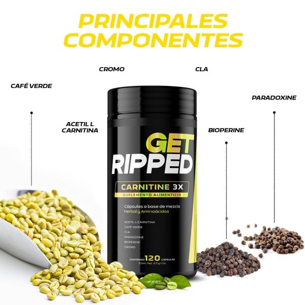 Carnitina 3x 120 Caps Cla Y Café Verde Quemador Get Ripped