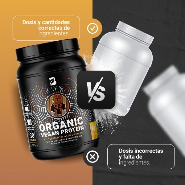 Proteína Orgánica Vegana De 3 Lbs Sabor Vainilla B Life