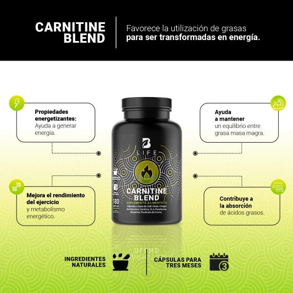 Carnitina De 180 Cápsulas. Carnitine Blend. B Life
