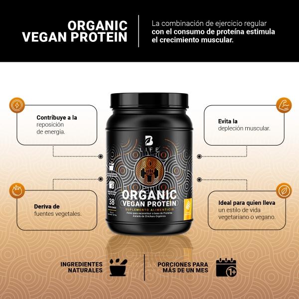 Proteína Orgánica Vegana De 3 Lbs Sabor Chocolate B Life
