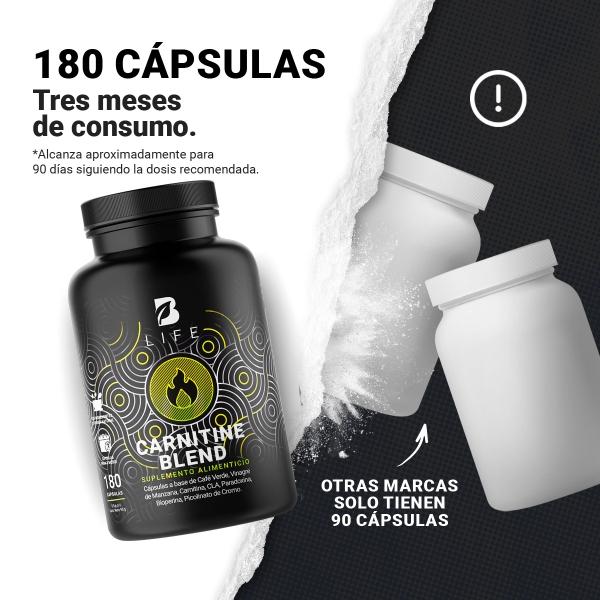 Carnitina De 180 Cápsulas. Carnitine Blend. B Life