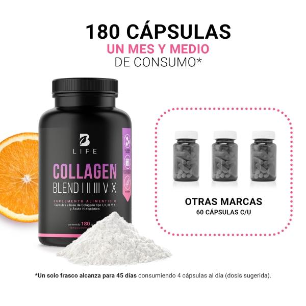 Mezcla De Colágenos Tipo I, Ii, Iii, V Y X 180 Cáps. Collagen Blend I II III V X B Life