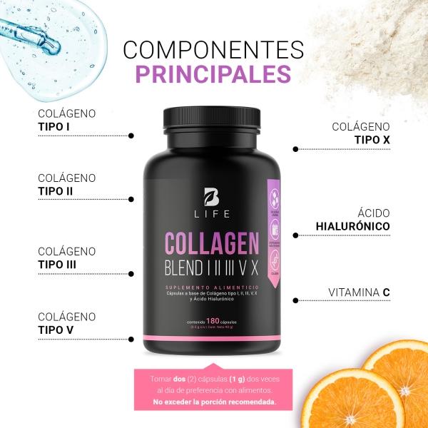 Mezcla De Colágenos Tipo I, Ii, Iii, V Y X 180 Cáps. Collagen Blend I II III V X B Life