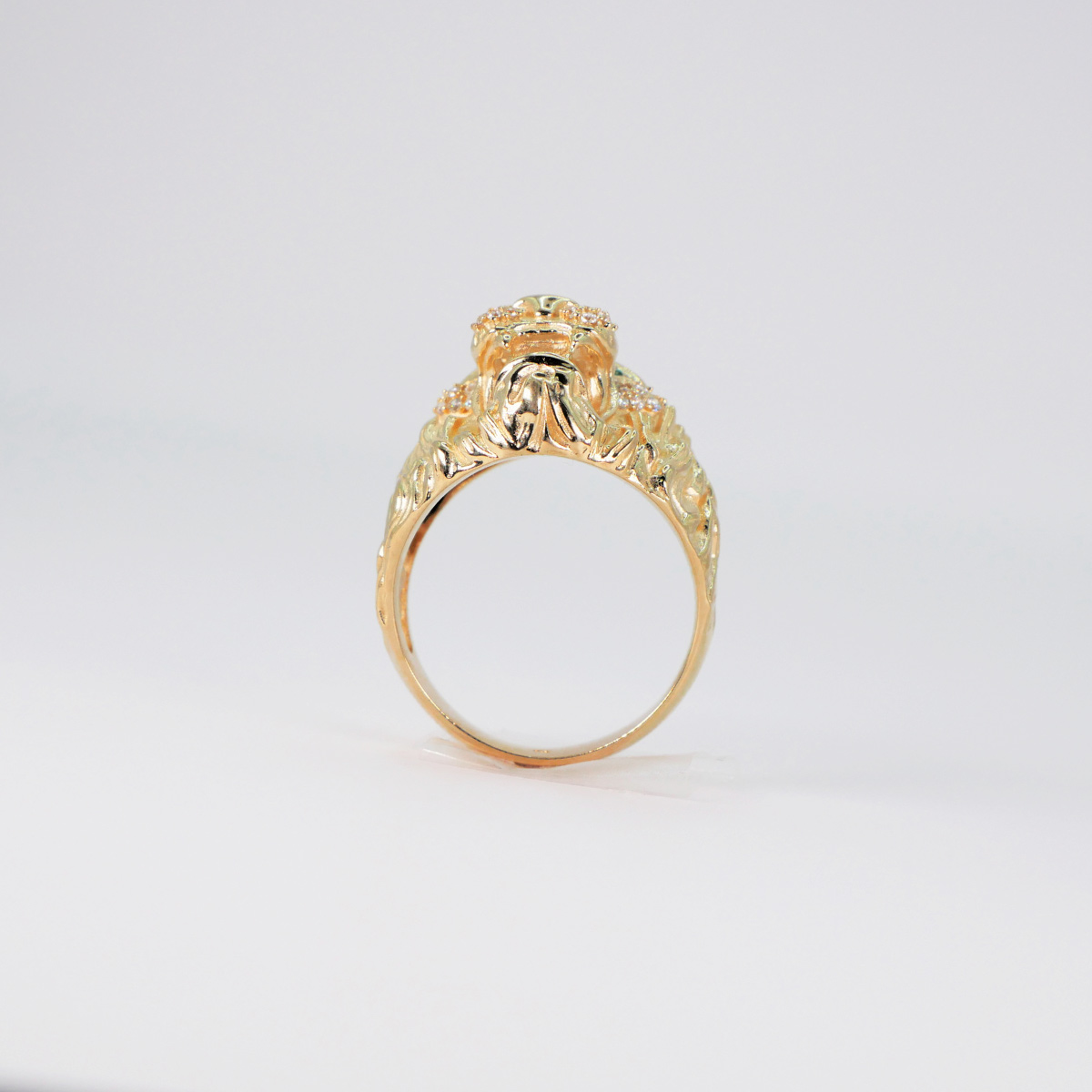 Anillo león oro 10k piedra zirconia 
