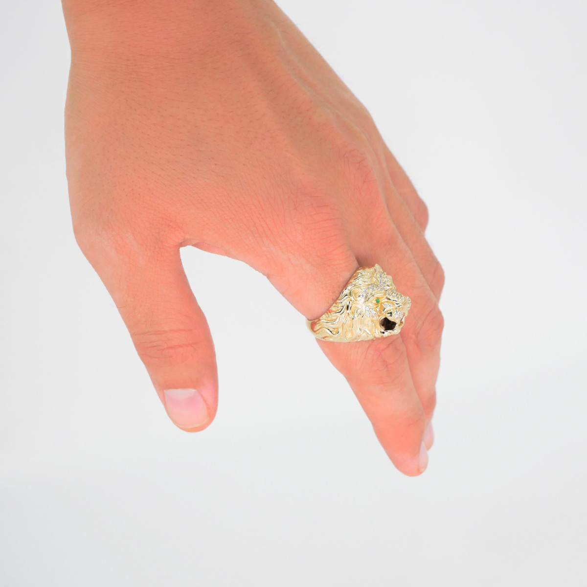 Anillo león oro 10k piedra zirconia 