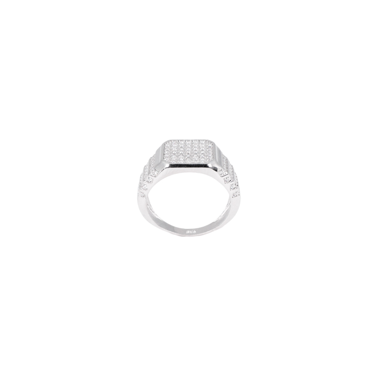 Anillo plata .925 hombre de piedra zirconia y baño de rodio