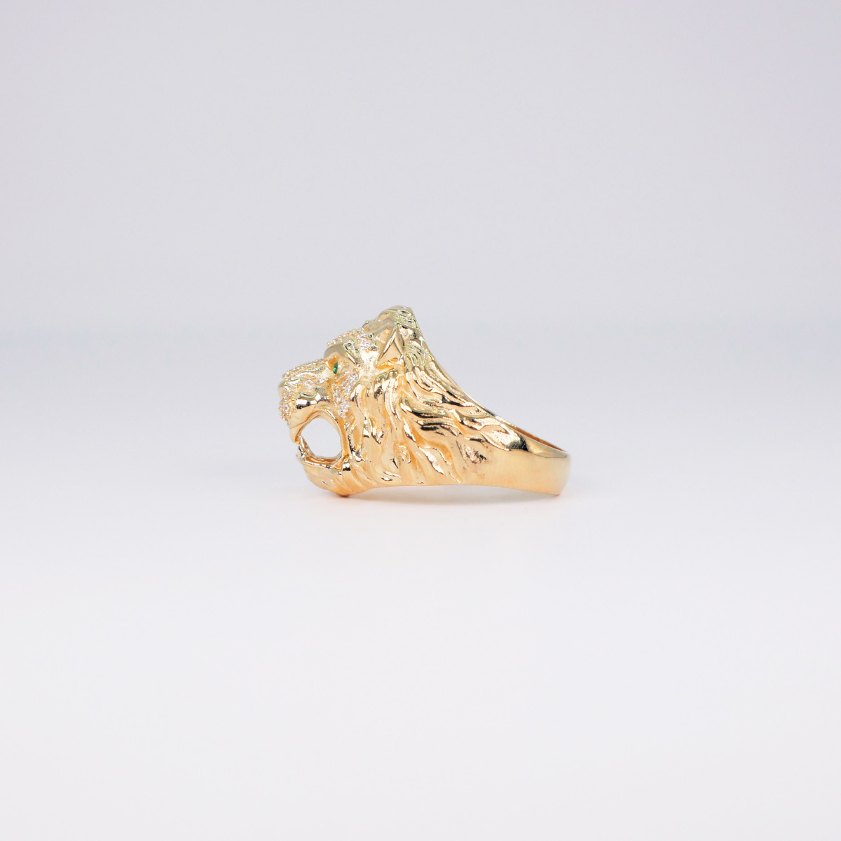 Anillo león oro 10k piedra zirconia 