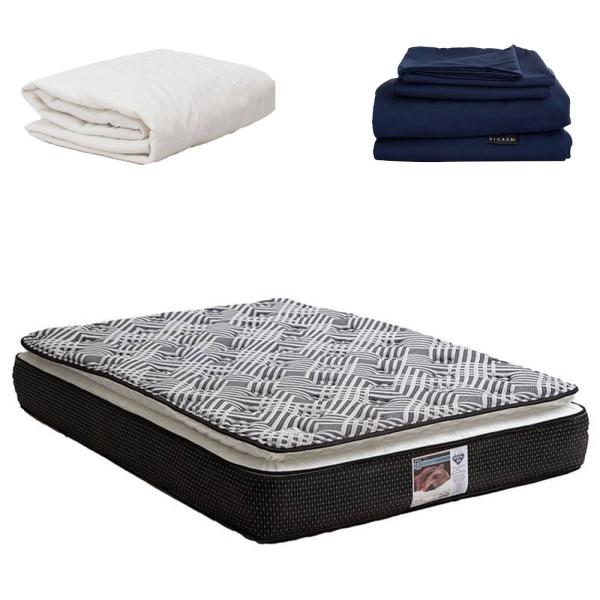 Colchon King Size Restonic Roll con Almohada One, Sabanas, Protector y Edredon