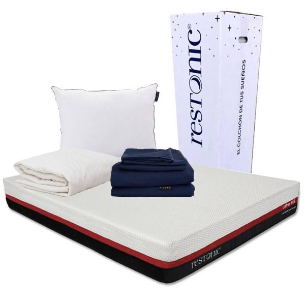 Colchon King Size Restonic Roll con Almohada One, Sabanas Softy y Protector