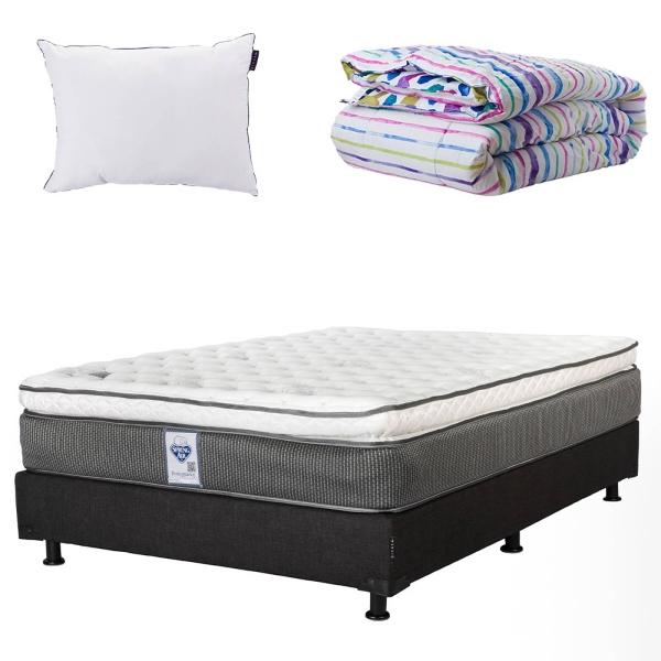 Colchon Queen Size Spring Air Phantom Con Box Negro, Almohada One y Edredon