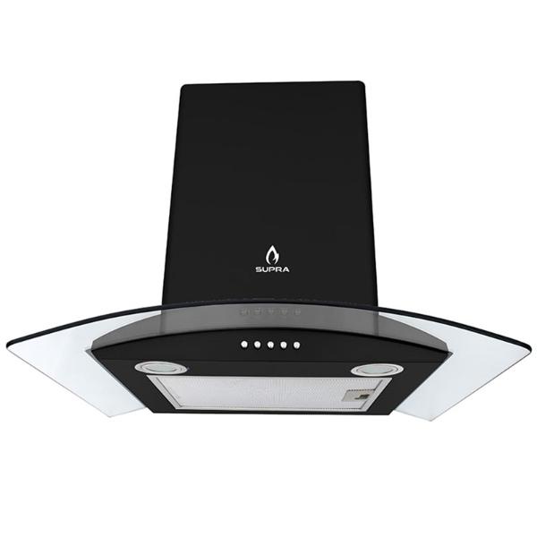 Campana extractora de 3 velocidades SUPRA CC-60-BLACK campana de cocina para pared de acero inoxidable color negro brillante