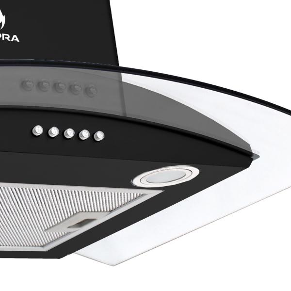 Campana extractora de 3 velocidades SUPRA CC-60-BLACK campana de cocina para pared de acero inoxidable color negro brillante