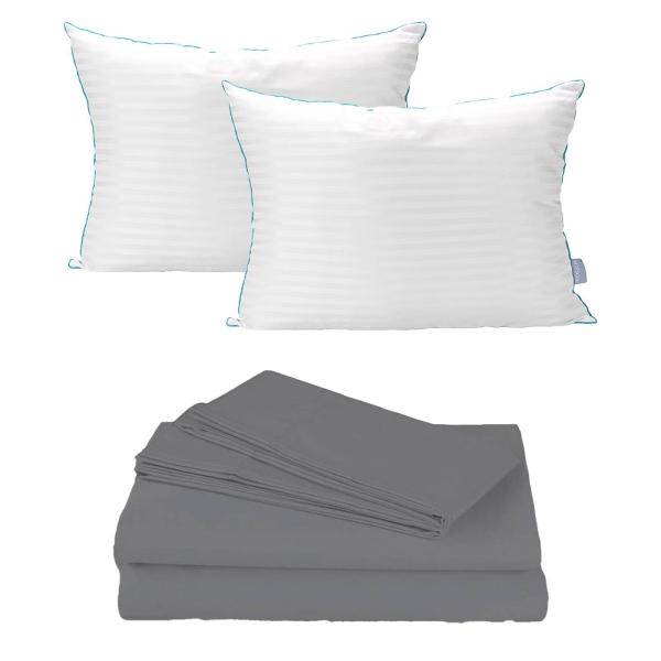 Juego de Sábanas King Size Spring Air Soft Gris con 2 Almohadas Rogga Royal