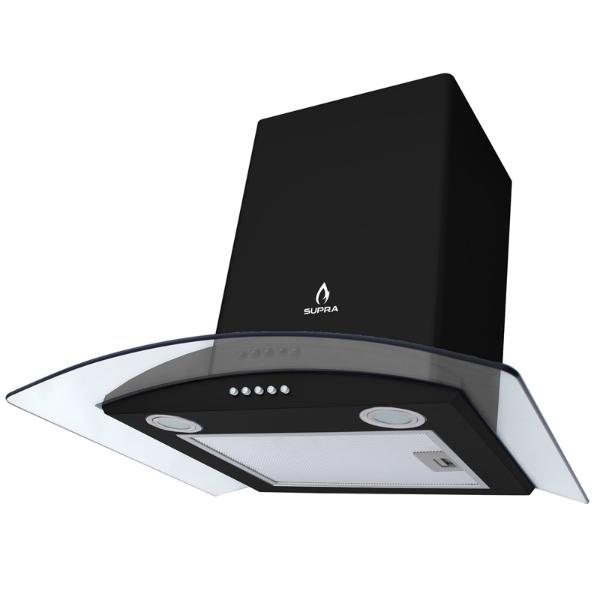 Campana extractora de 3 velocidades SUPRA CC-60-BLACK campana de cocina para pared de acero inoxidable color negro brillante