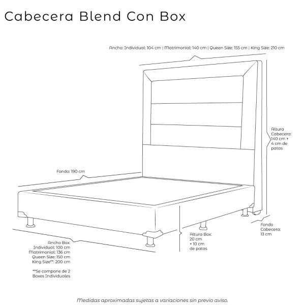 Colchón Matrimonial Dicasa Cupra con Cabecera Blend y Box Verde Imperio
