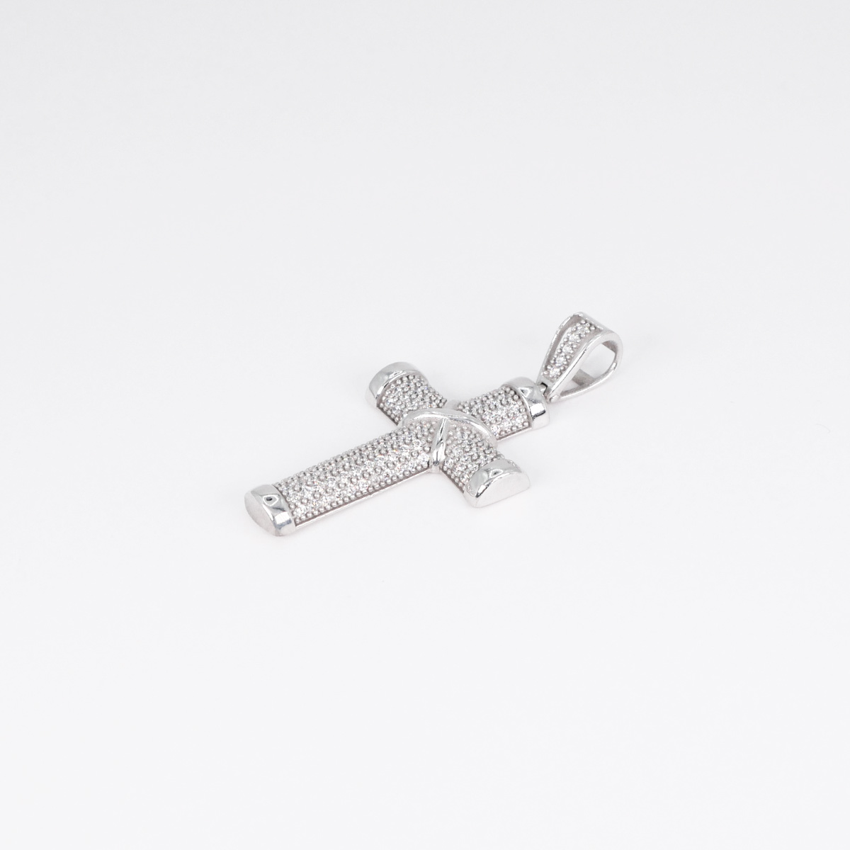 Cruz de plata .925 piedra zirconia y baño de rodio