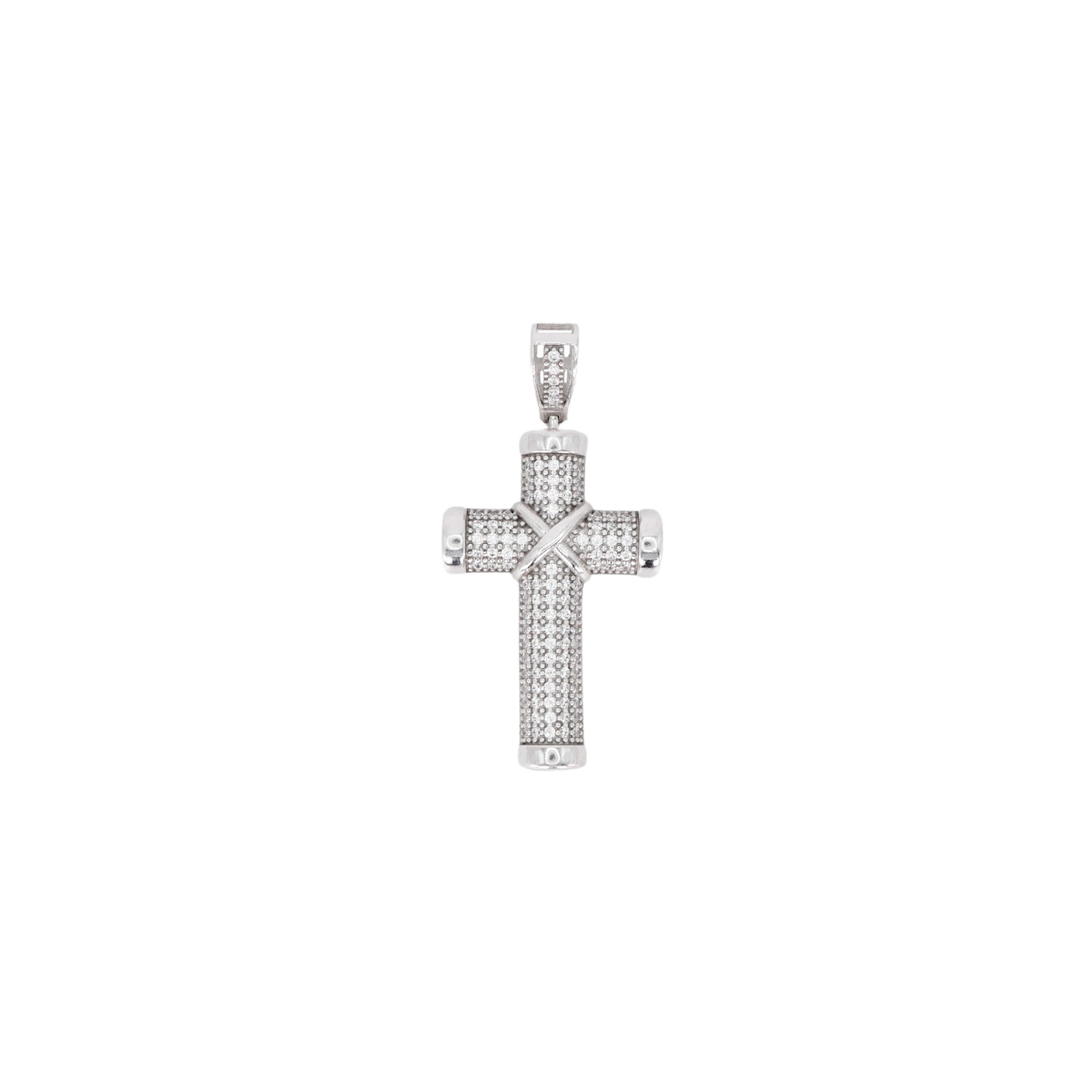 Cruz de plata .925 piedra zirconia y baño de rodio