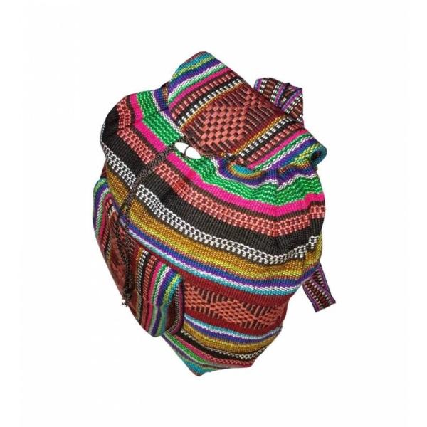 Mochilas Artesanal Tejida MXLCO-001-10 1 Pza 10Kg RojoMoradoNegro Hechas a Mano HiloEstambre, AtlColors