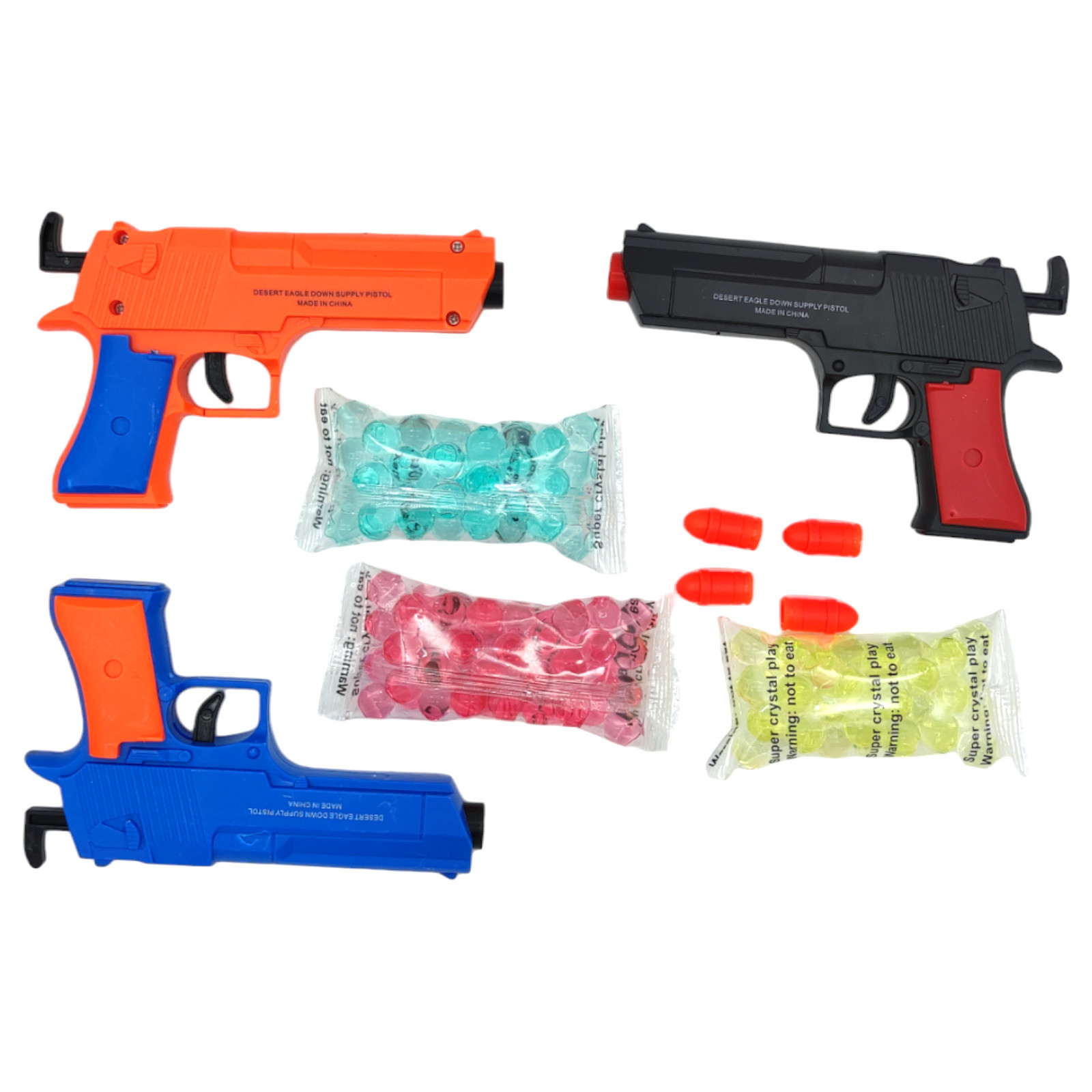 Pistola de Gel 3pz para Niños con Bolas y Dardos Manual Hidrogel - Multicolor.