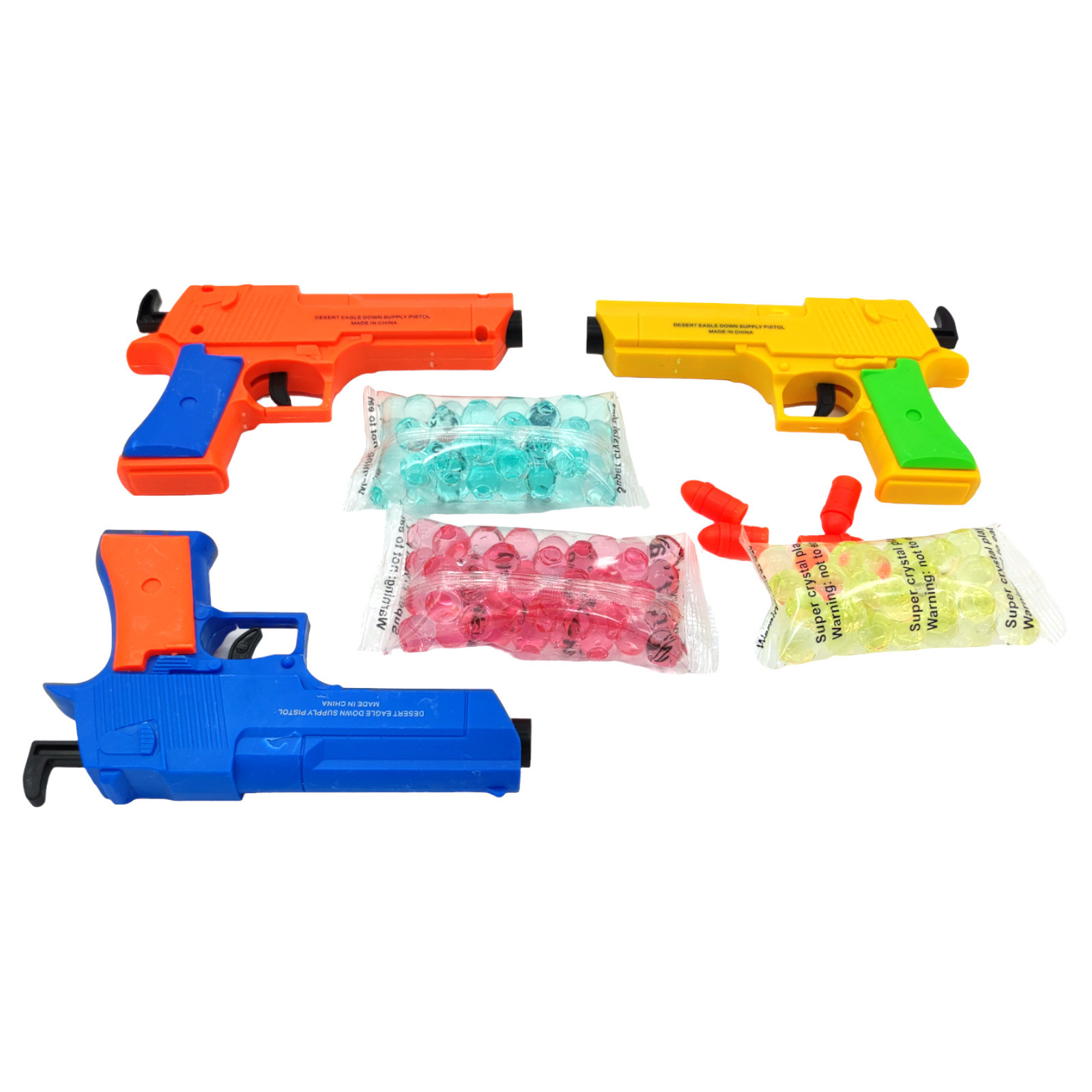 Pistola de Gel 3pz para Niños con Bolas y Dardos Manual Hidrogel - Multicolor.