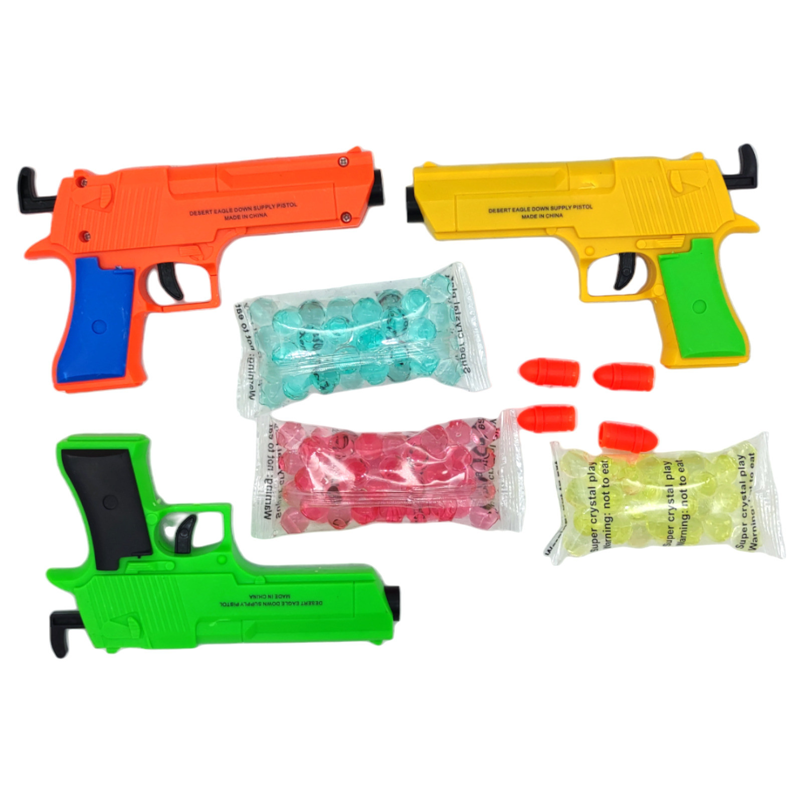 Pistola de Gel 3pz para Niños con Bolas y Dardos Manual Hidrogel - Multicolor.