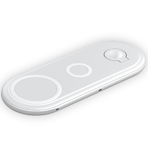 Cargador Inalambrico Qi Carga Rapida 3 en 1 Para Celulares, Smartwatch y Audífonos Fralugio 