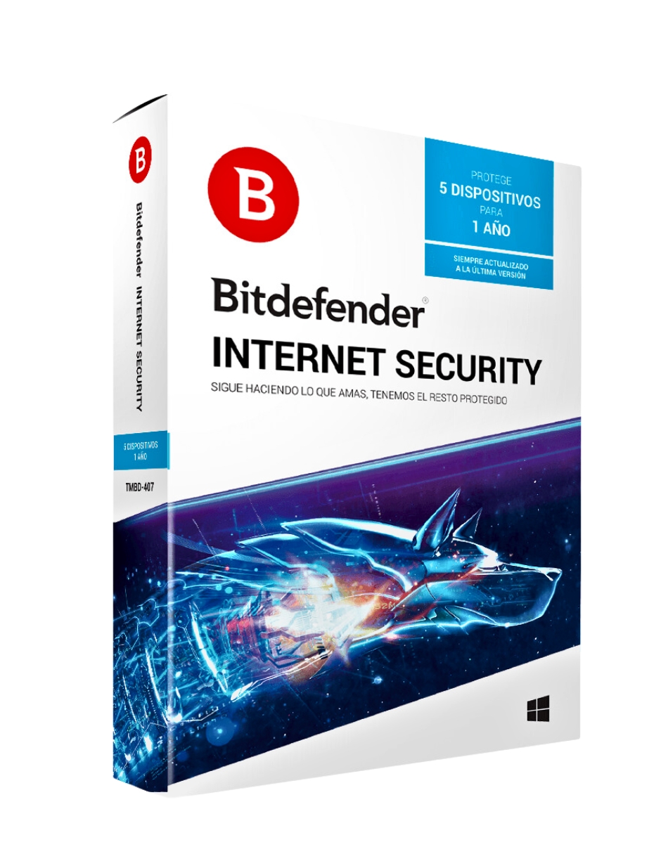 Antivirus BITDEFENDER INTERNET SECURITY, 5 usuarios, 1 Año.